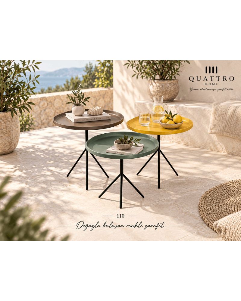 Riva 110 Üçlü Zigon Sehpa-Genişlik: 45 / 45 / 45 cm Uzunluk: 45 / 45 / 45 cm Yükseklik: 61 / 57 / 53 cm