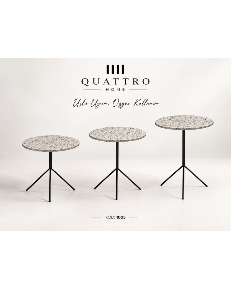 Terra 1005 Üçlü Zigon Sehpa-Genişlik: 45 / 45 / 45 cm Uzunluk: 45 / 45 / 45 cm Yükseklik: 43 / 47 / 53 cm