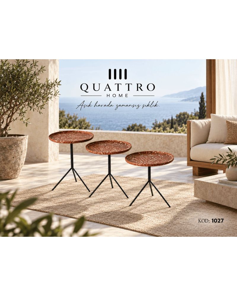Avera 1027 Üçlü Zigon Sehpa-Genişlik: 40 / 40 / 40 cm Uzunluk: 40 / 40 / 40 cm Yükseklik: 53 / 43 / 47 cm
