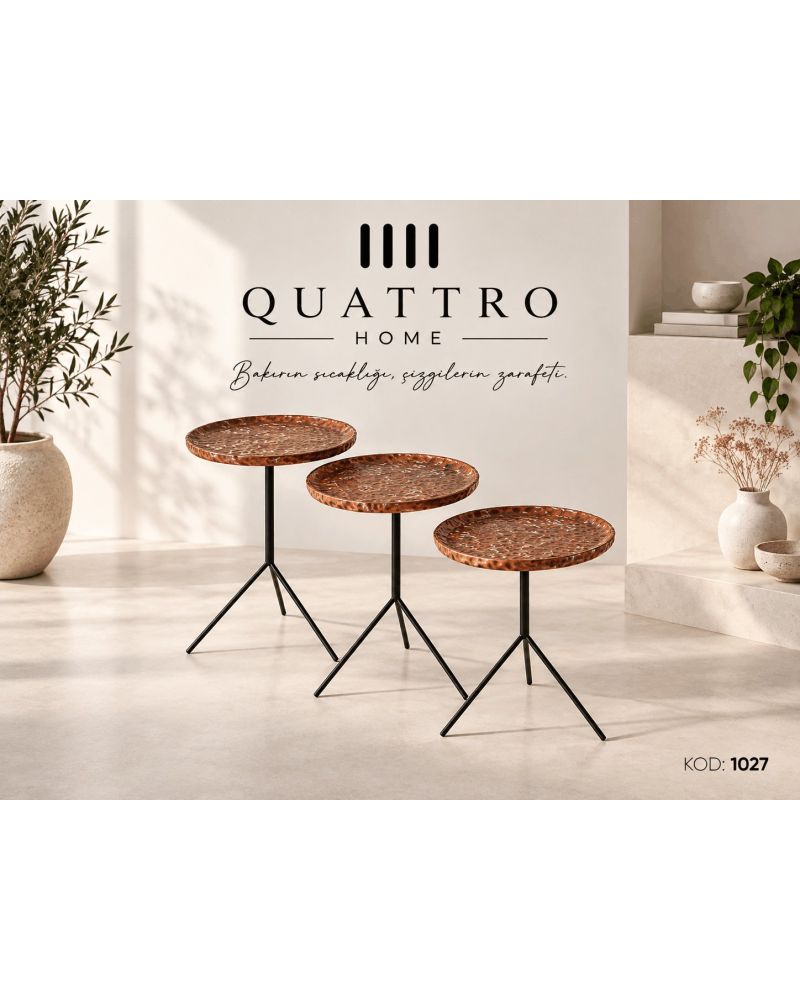 Avera 1027 Üçlü Zigon Sehpa-Genişlik: 40 / 40 / 40 cm Uzunluk: 40 / 40 / 40 cm Yükseklik: 53 / 43 / 47 cm