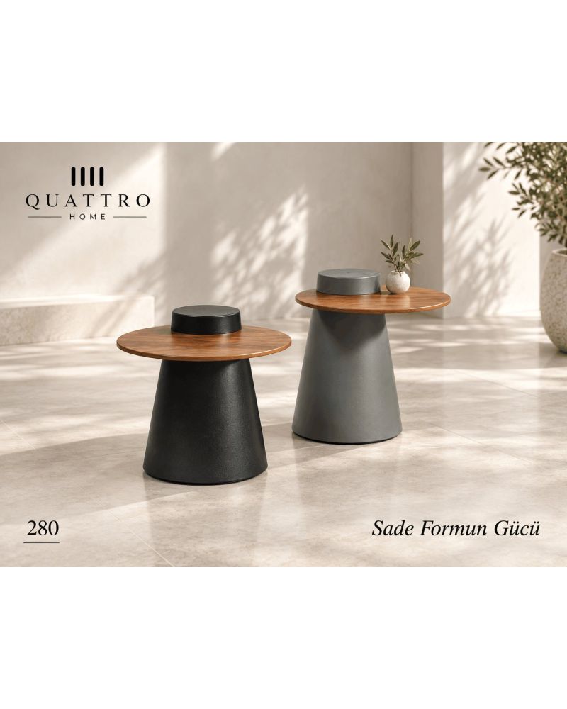 Novera 280 İkili Zigon Sehpa-Genişlik: 45 / 45 cm Uzunluk: 45 / 45 cm Yükseklik: 43 / 47 cm