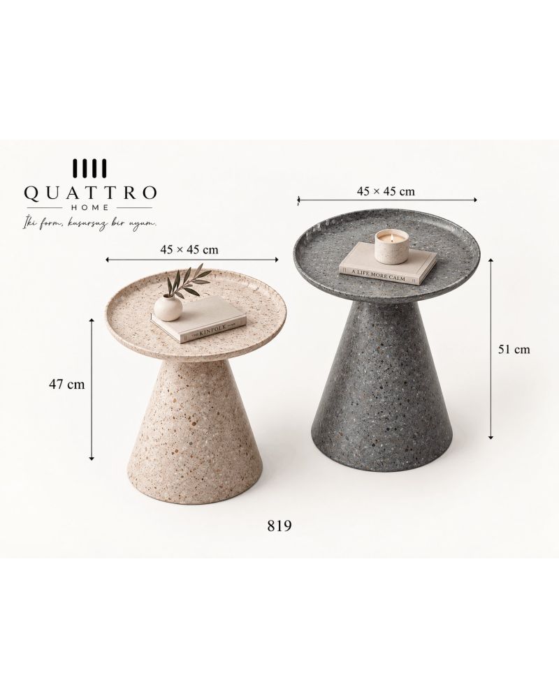 Terra 819 İkili Zigon Sehpa-Tabla Ölçüsü: 45 × 45 cm Krem Sehpa Yüksekliği: 47 cm Gri Sehpa Yüksekliği: 51 cm