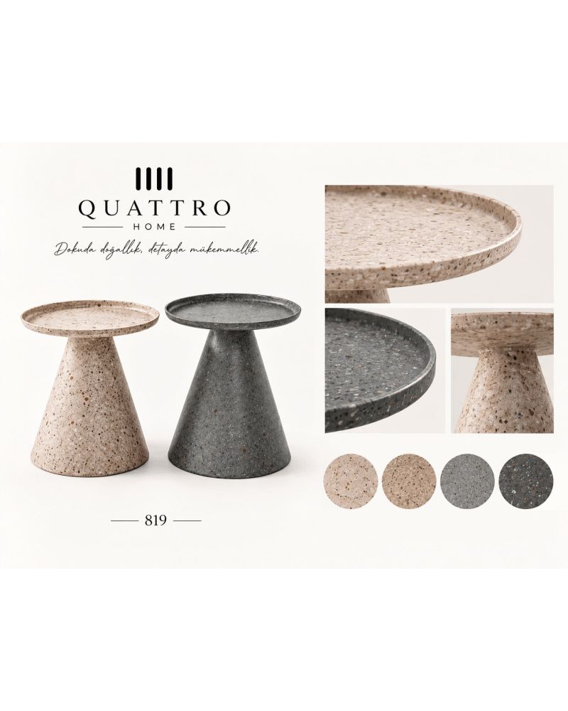 Terra 819 İkili Zigon Sehpa-Tabla Ölçüsü: 45 × 45 cm Krem Sehpa Yüksekliği: 47 cm Gri Sehpa Yüksekliği: 51 cm