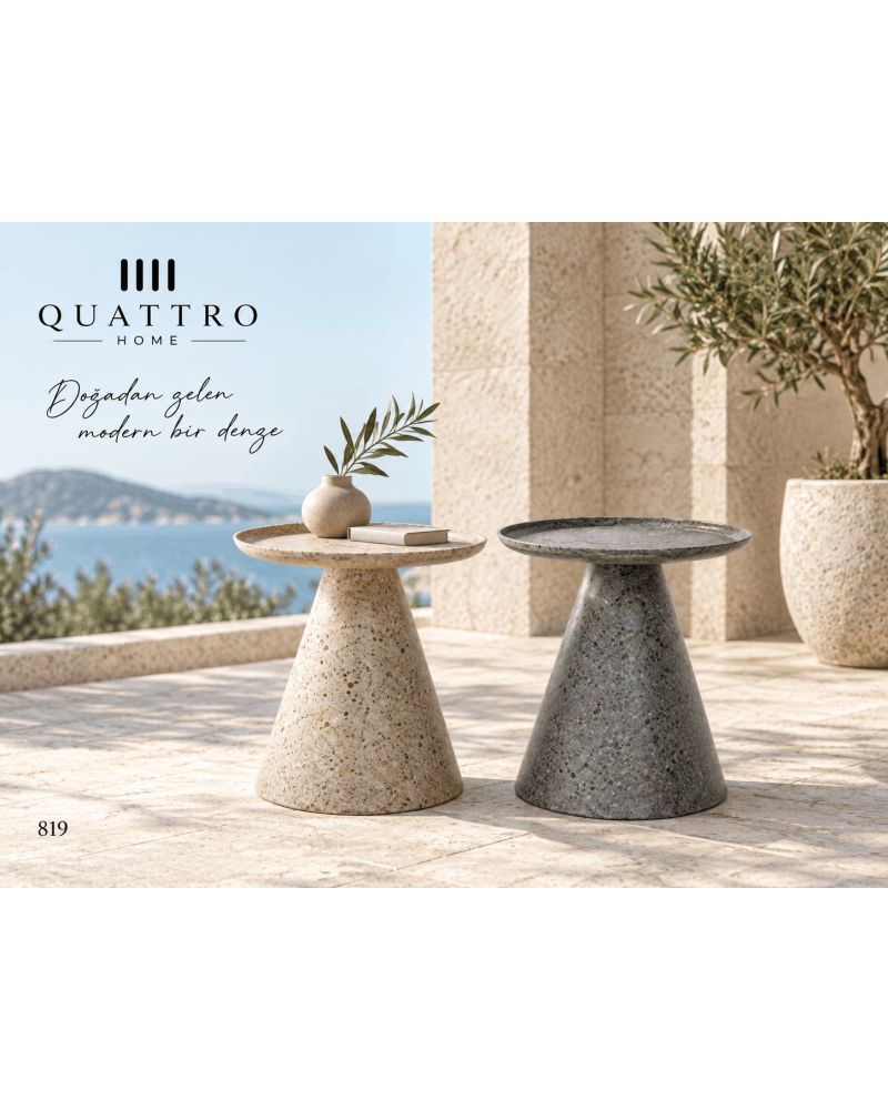 Terra 819 İkili Zigon Sehpa-Tabla Ölçüsü: 45 × 45 cm Krem Sehpa Yüksekliği: 47 cm Gri Sehpa Yüksekliği: 51 cm
