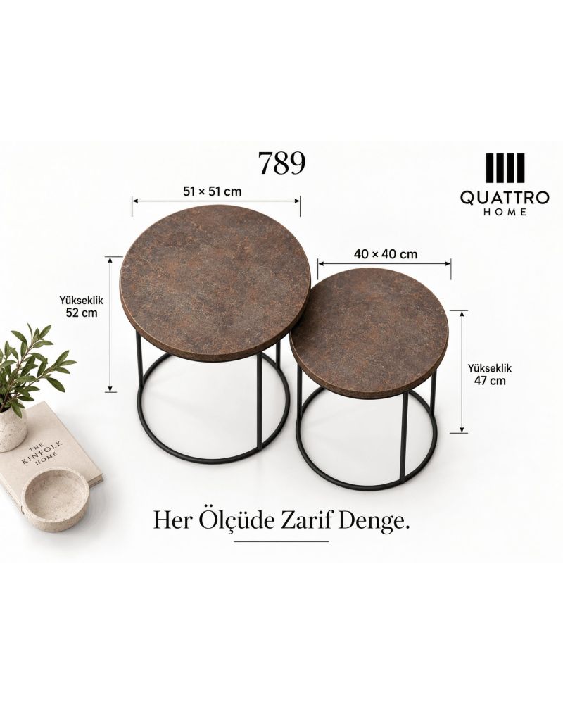 Lunessa 789 İkili Zigon Sehpa-Büyük Sehpa: 51 × 51 cm Büyük Sehpa Yüksekliği: 52 cm Küçük Sehpa: 40 × 40 cm Küçük Sehpa Yüksekliği: 47 cm