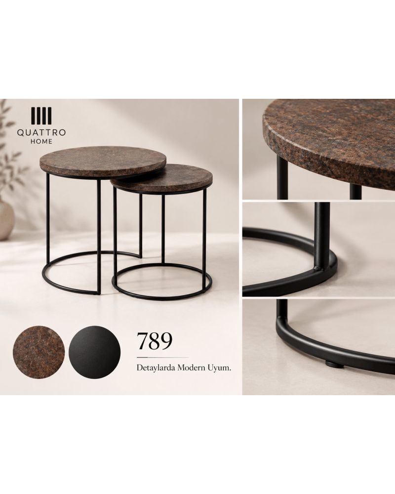 Lunessa 789 İkili Zigon Sehpa-Büyük Sehpa: 51 × 51 cm Büyük Sehpa Yüksekliği: 52 cm Küçük Sehpa: 40 × 40 cm Küçük Sehpa Yüksekliği: 47 cm