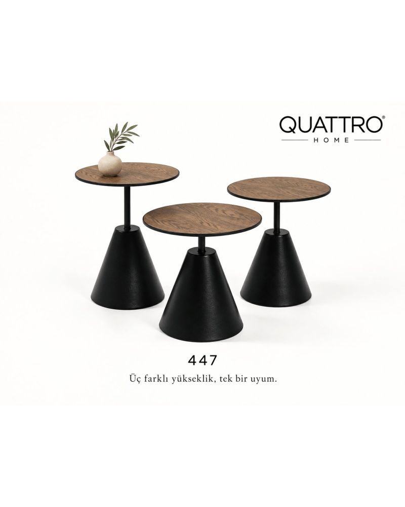 Üçlü Zigon Sehpa Seti - Tabla Çapı: 45 cm Yükseklikler: 54 cm, 47 cm ve 44 cm