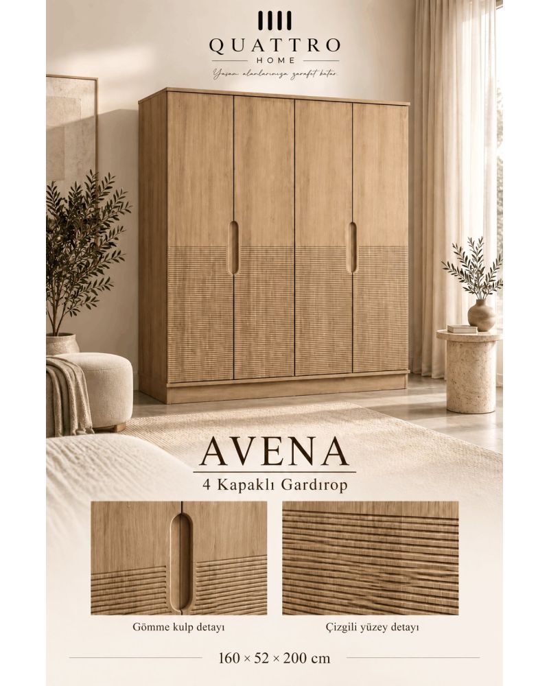 Avena Dört Kapaklı Modern Gardırop