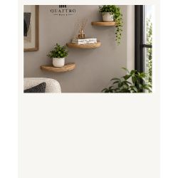 3'lü Oval Duvar Rafı Ceviz Desenli 115 cm