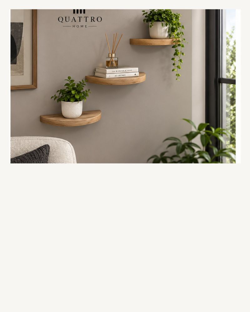 3'lü Oval Duvar Rafı Ceviz Desenli 115 cm