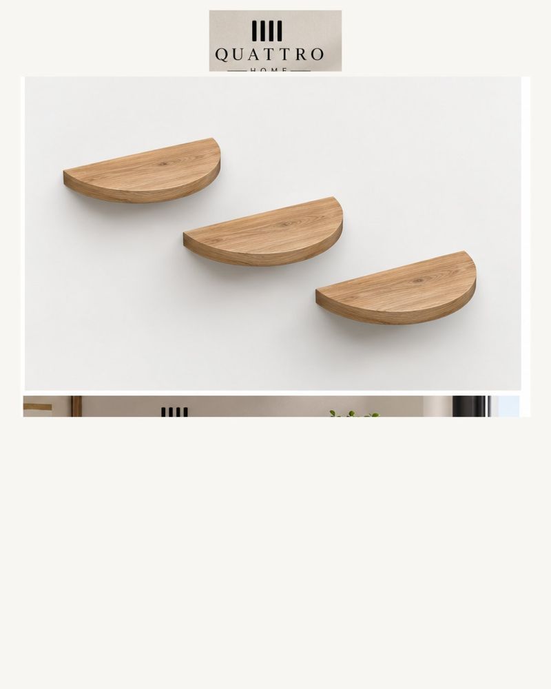 3'lü Oval Duvar Rafı Ceviz Desenli 115 cm