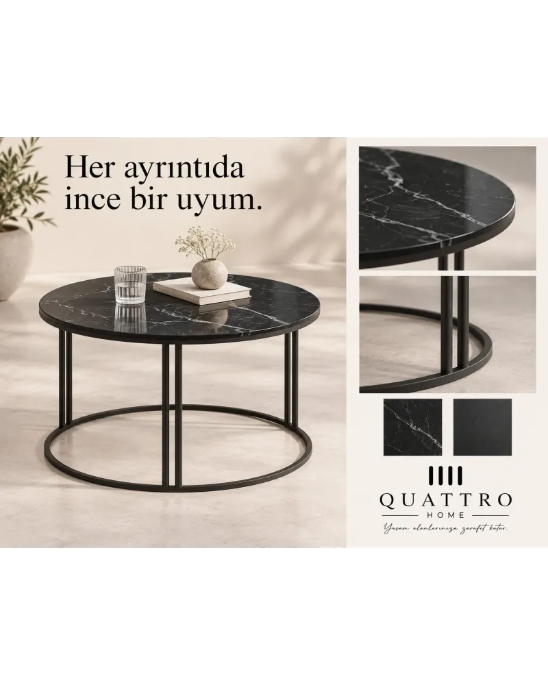 Siyah Orta Sehpa 70 cm