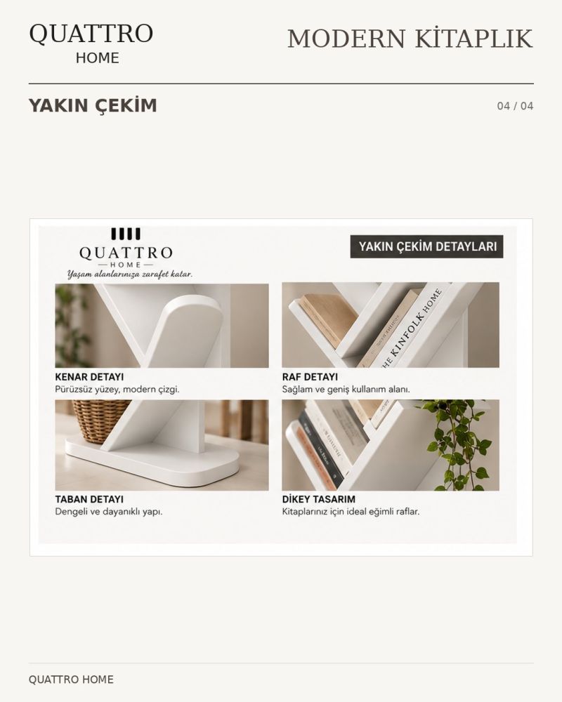 10 Raflı Beyaz Çok Amaçlı Kitaplık ve Raf Ünitesi