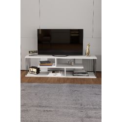 Beyaz Suntalam TV Ünitesi 140 cm Raflı Tasarım