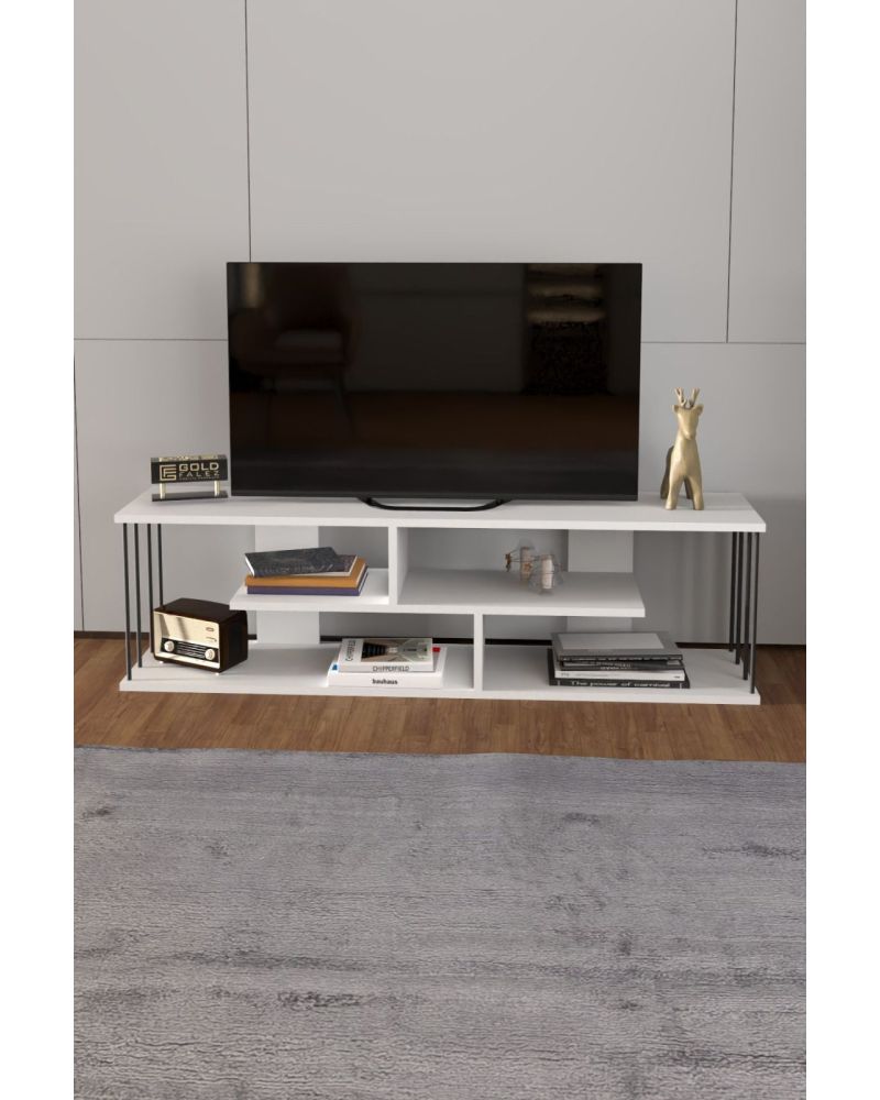 Beyaz Suntalam TV Ünitesi 140 cm Raflı Tasarım