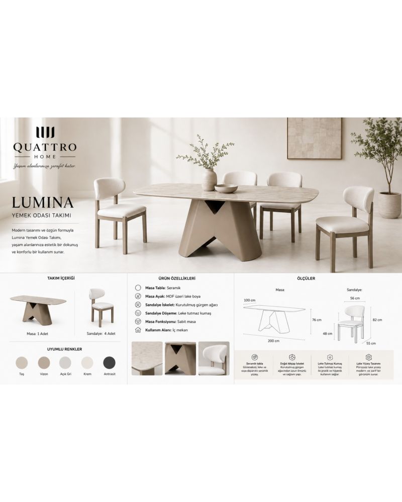 Lumina Modern Yemek Masası Takımı