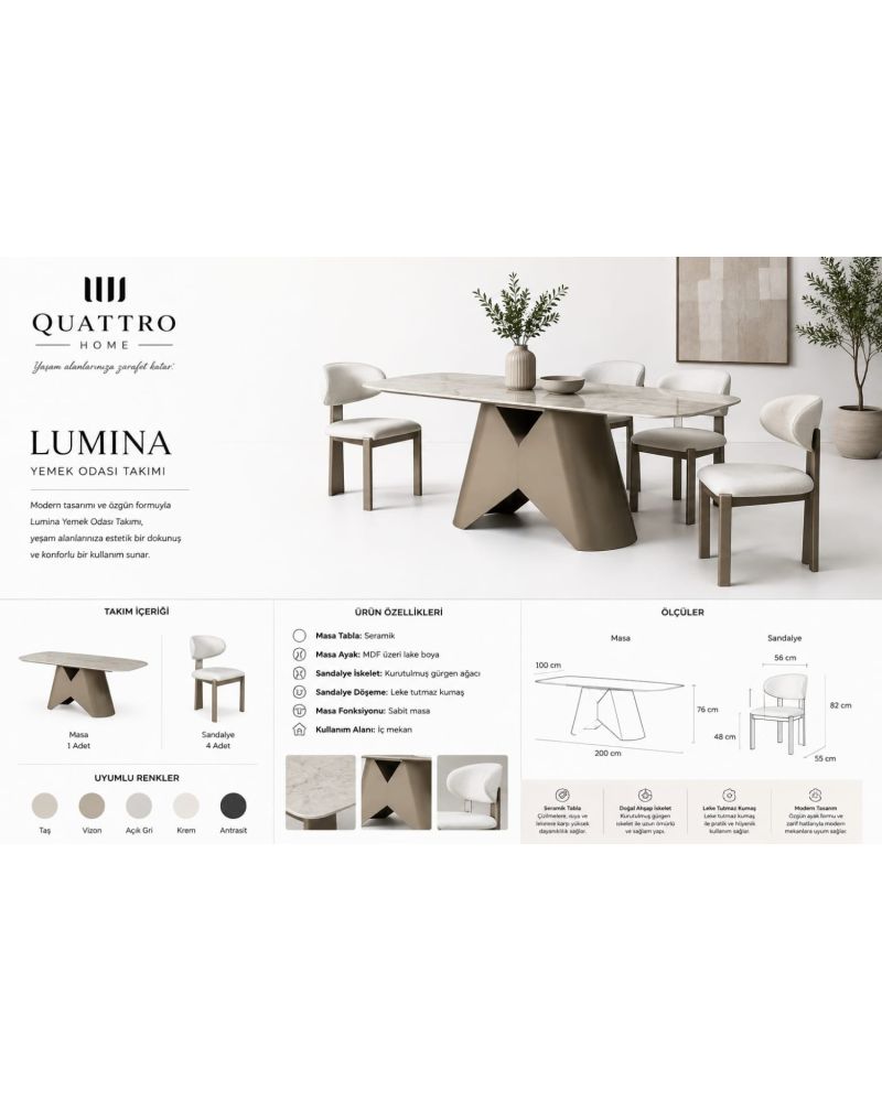Lumina Modern Yemek Masası Takımı