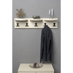 Bej Üst Raflı Duvar Askılığı 80 cm