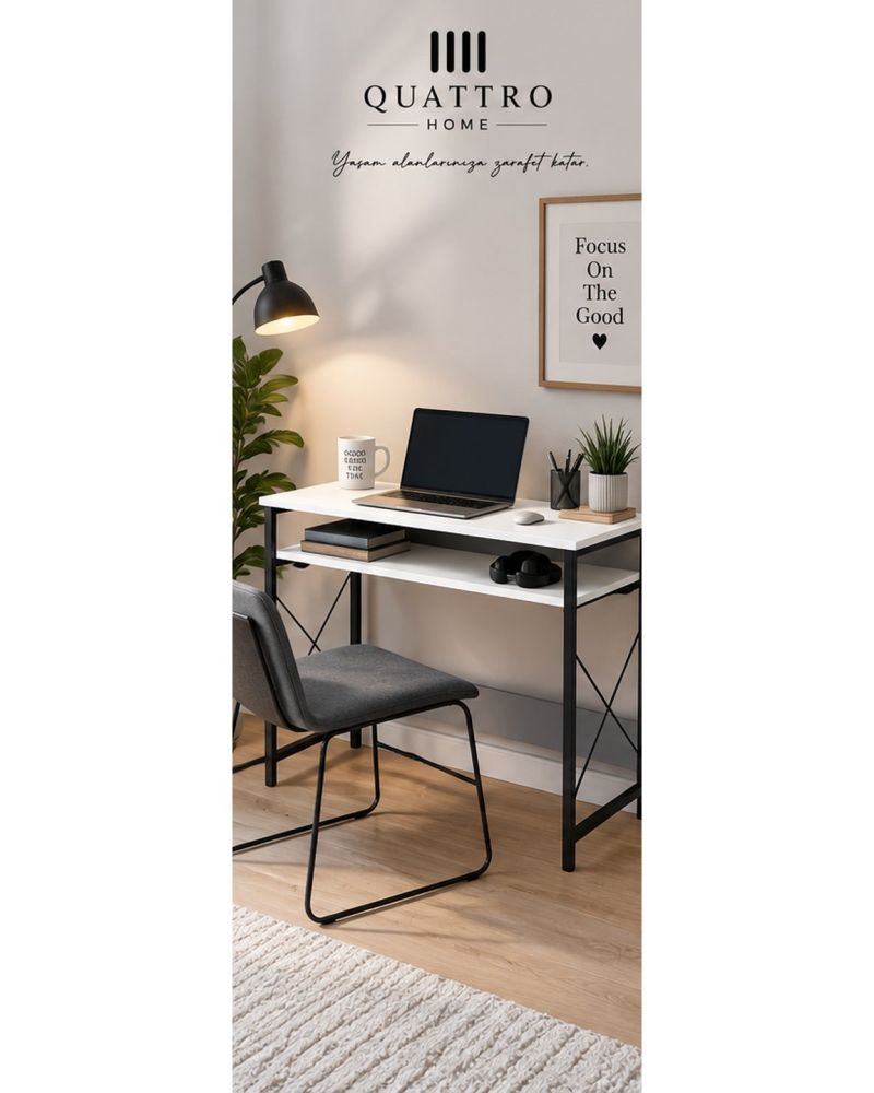 Beyaz Çalışma Masası ve Bilgisayar Masası 90 cm