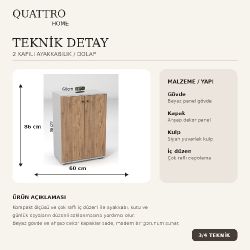 Çam Desenli Beyaz Gövdeli 2 Kapaklı Ayakkabılık ve Portmanto