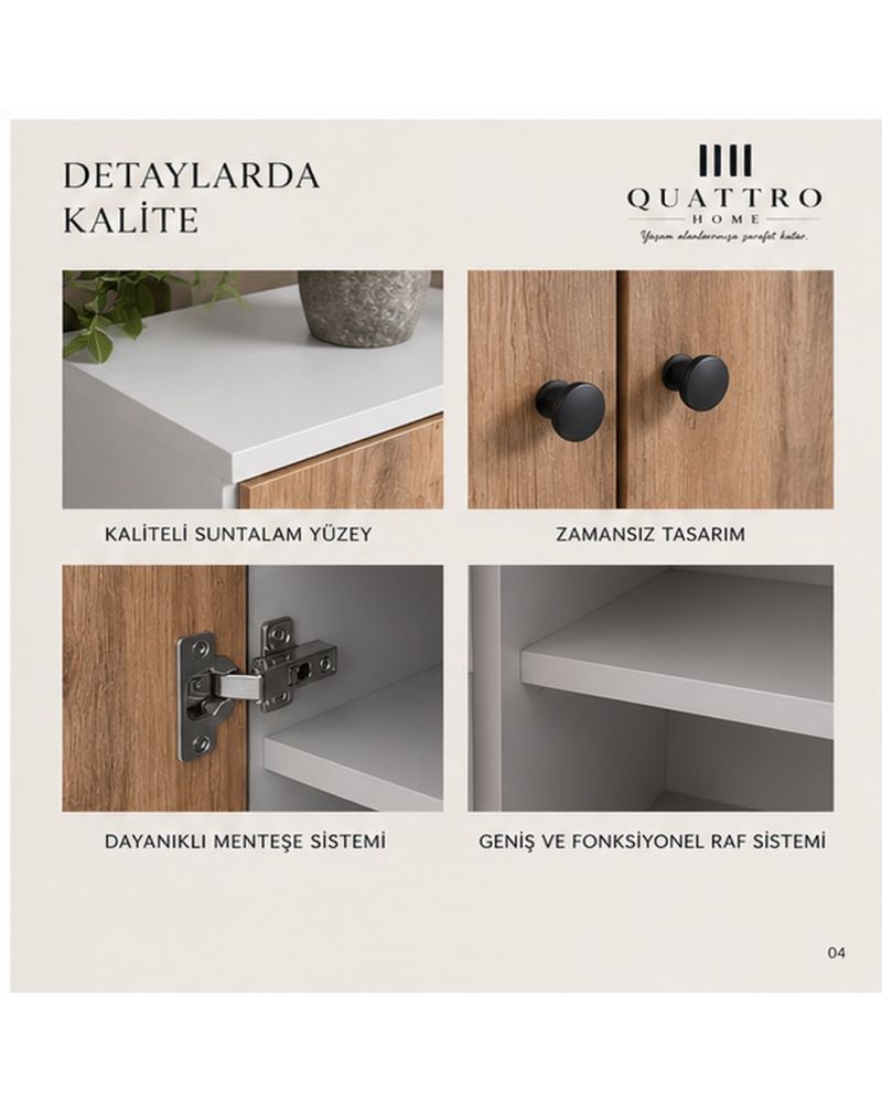 Çam Desenli Beyaz Gövdeli 2 Kapaklı Ayakkabılık ve Portmanto