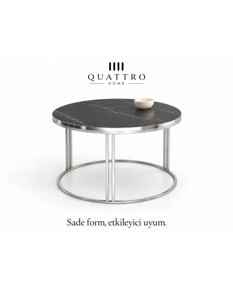 Siyah Yuvarlak Orta Sehpa 70 cm