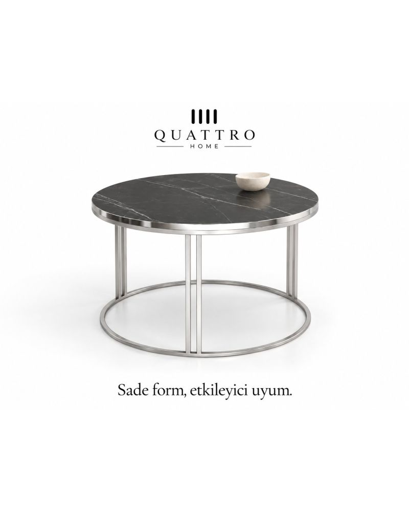Siyah Yuvarlak Orta Sehpa 70 cm