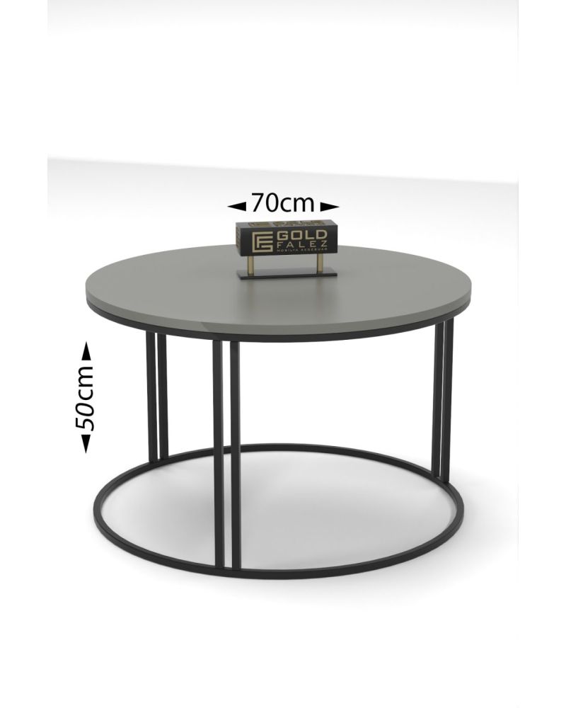Siyah Yuvarlak Orta Sehpa 70 cm