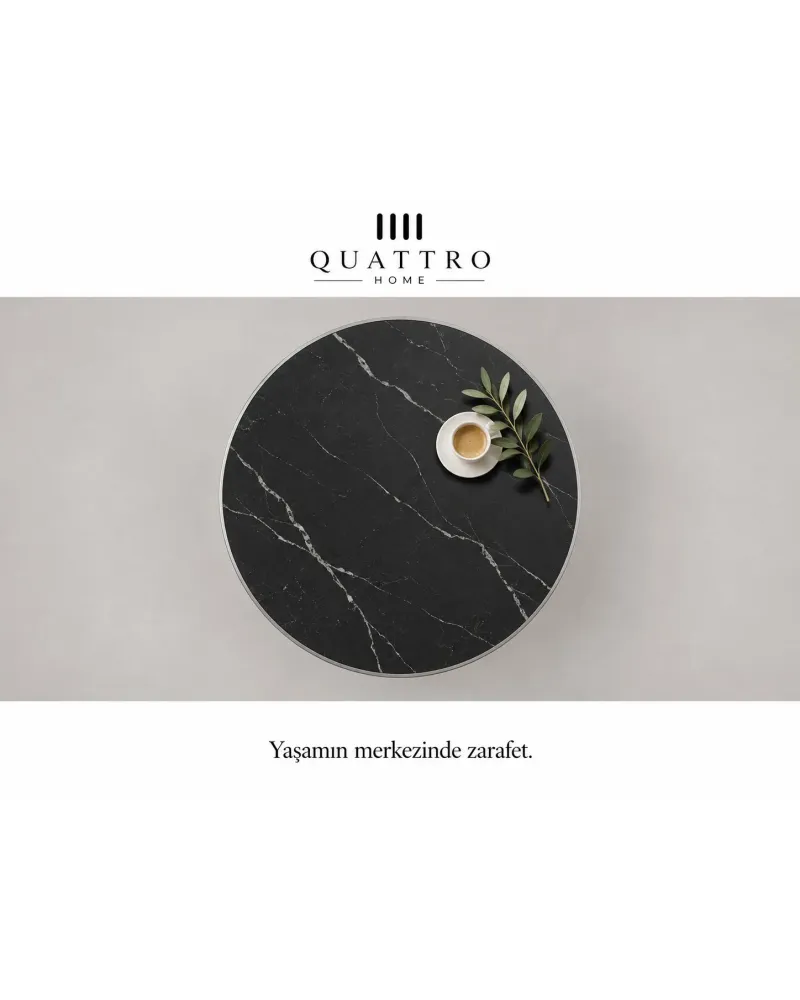 Siyah Yuvarlak Orta Sehpa 70 cm