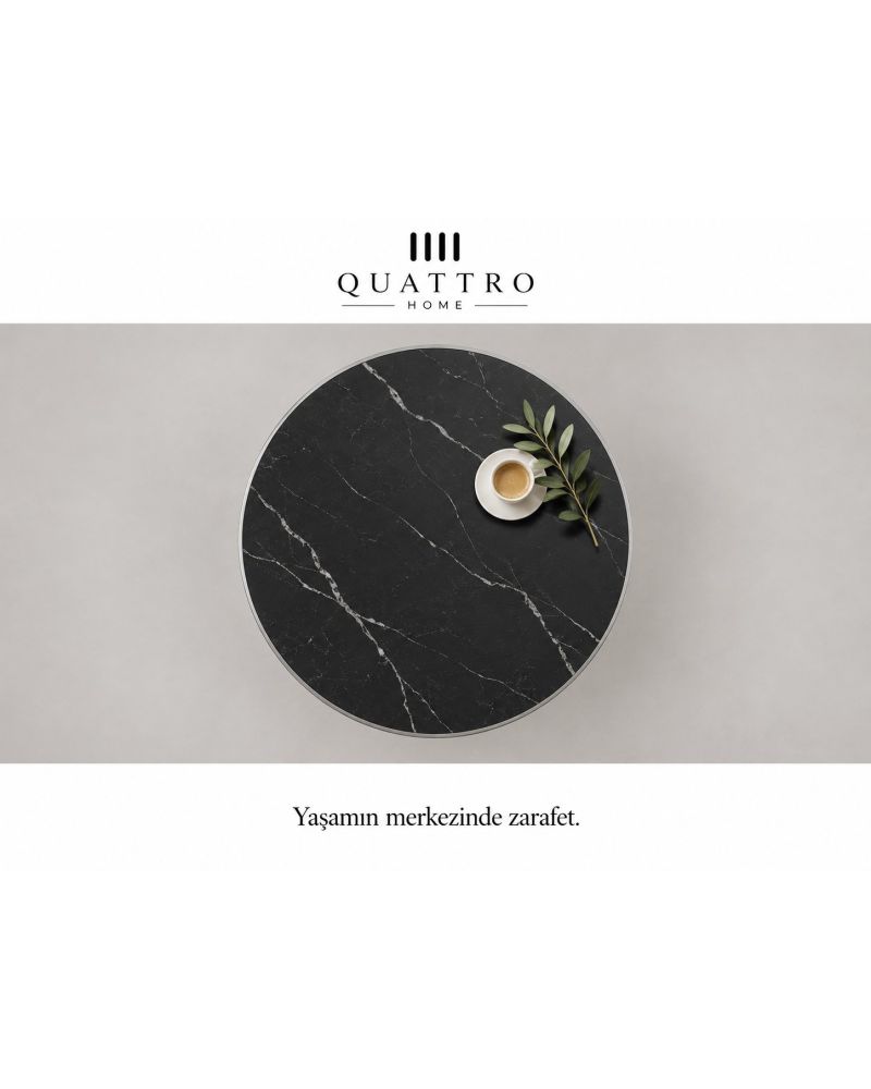 Siyah Yuvarlak Orta Sehpa 70 cm