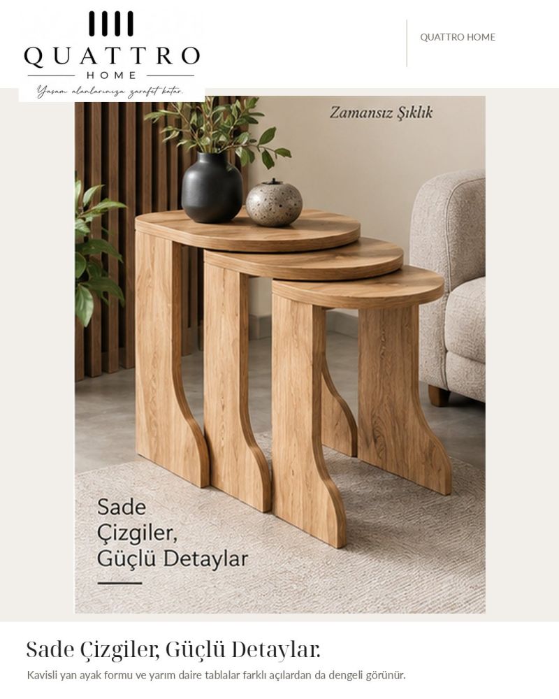 3'lü Zigon Sehpa Seti Kahverengi