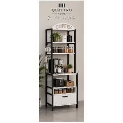 Metal Kahve Köşesi ve Mutfak Düzenleyici Stand 196 cm Beyaz