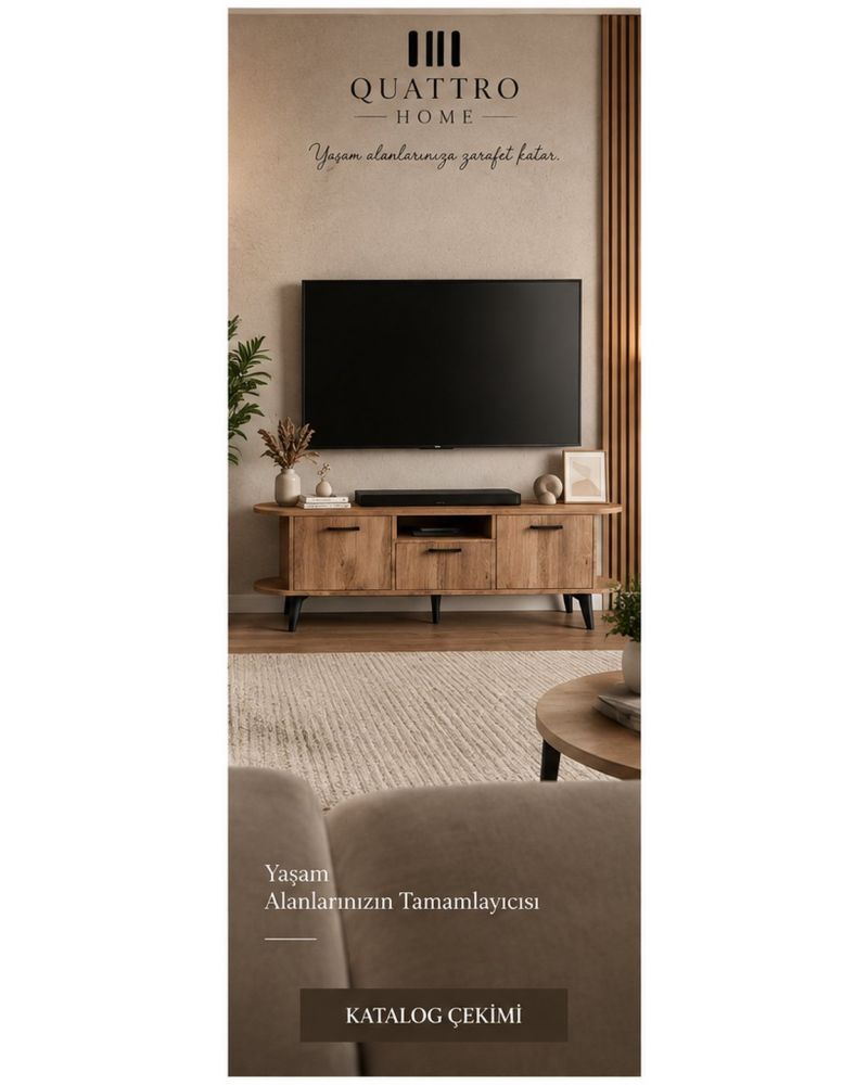 MİRA TV Sehpası 160 cm Metal Ayaklı Modern Konsol Ünitesi