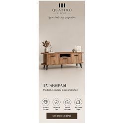 MİRA TV Sehpası 160 cm Metal Ayaklı Modern Konsol Ünitesi