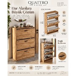 Düşer Kapaklı Ayakkabılık Kahverengi 74 cm