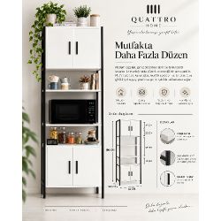 Metal Ayaklı Beyaz Fırın Dolabı ve Kiler Düzenleyici
