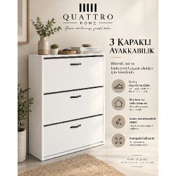 Düşer Kapaklı Ayakkabılık Beyaz 74 cm