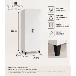 8 Gözlü Beyaz Kiler Dolabı 70 cm