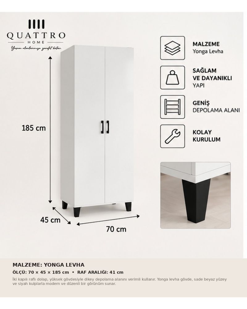 8 Gözlü Beyaz Kiler Dolabı 70 cm