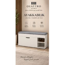 Puflu Ayakkabılık Bench Beyaz 90 cm