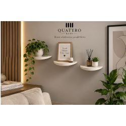 3'lu Oval Duvar Rafı Seti Beyaz