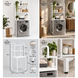 Çamaşır Makinesi Üstü Raf Düzenleyici Beyaz 70 cm