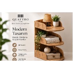 Suntalam Kahverengi 3 Katlı Komodin ve Yan Sehpa