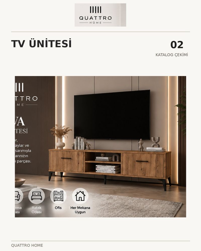 Suntalam Kahverengi TV Sehpası 160x35 cm