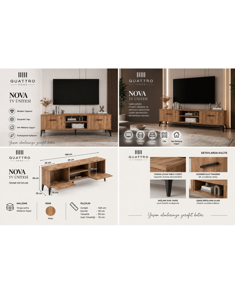 Suntalam Kahverengi TV Sehpası 160x35 cm