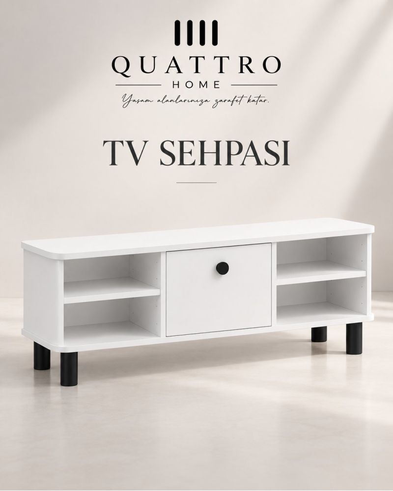 Beyaz Suntalam TV Sehpası 136x44 cm