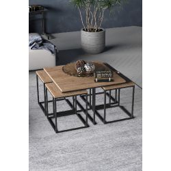 5'li Ceviz Desenli Orta ve Zigon Sehpa Takımı