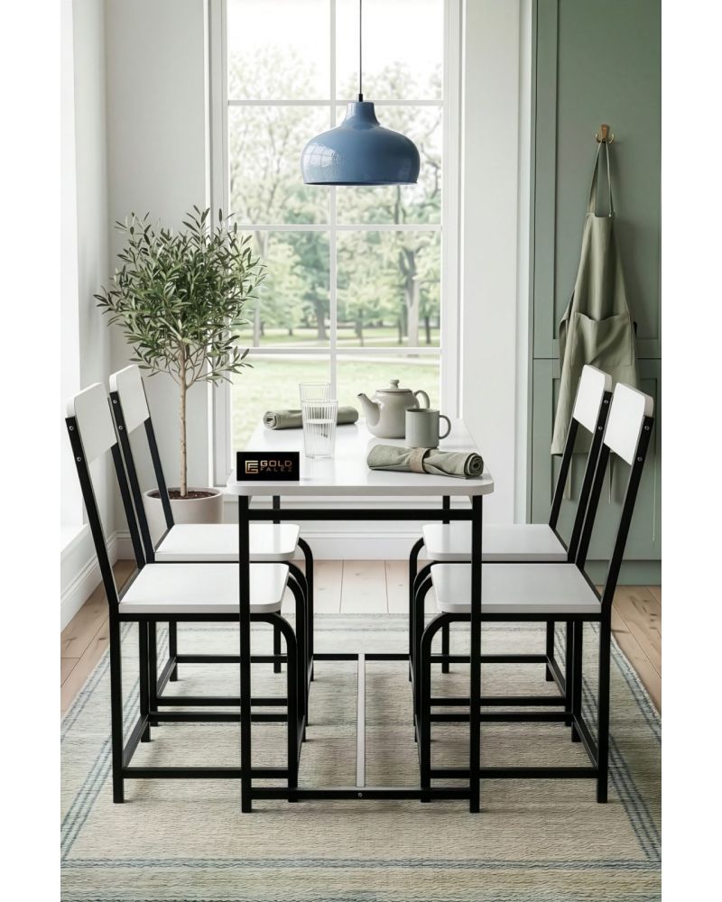 Mutfak Masası Takımı Beyaz Suntalam 4 Sandalyeli 120x52 cm