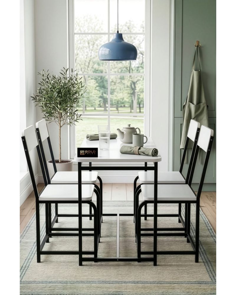 Mutfak Masası Takımı Beyaz Suntalam 4 Sandalyeli 120x52 cm