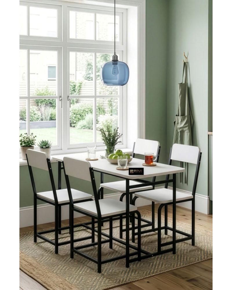 Mutfak Masası Takımı Beyaz Suntalam 4 Sandalyeli 120x52 cm
